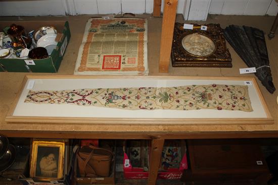 18thc needlework panel, framed